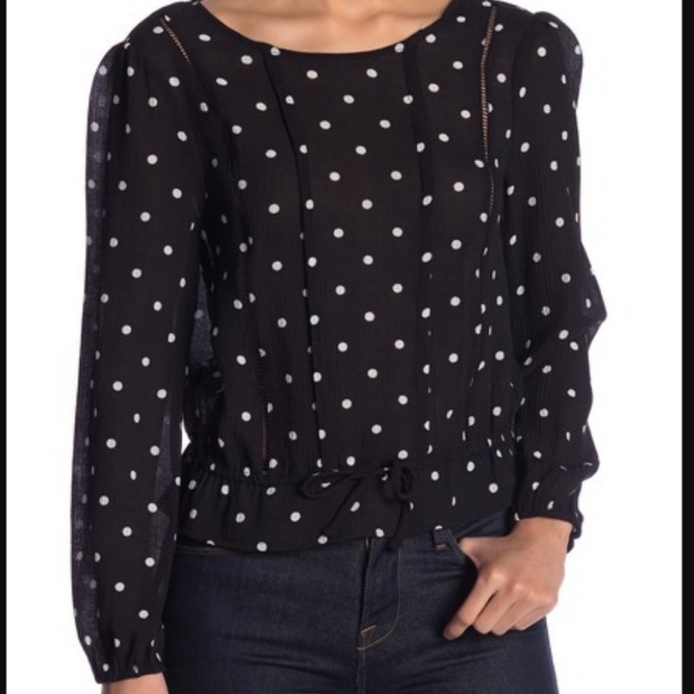 Elodie Polka Dot Tie Waist Blouse